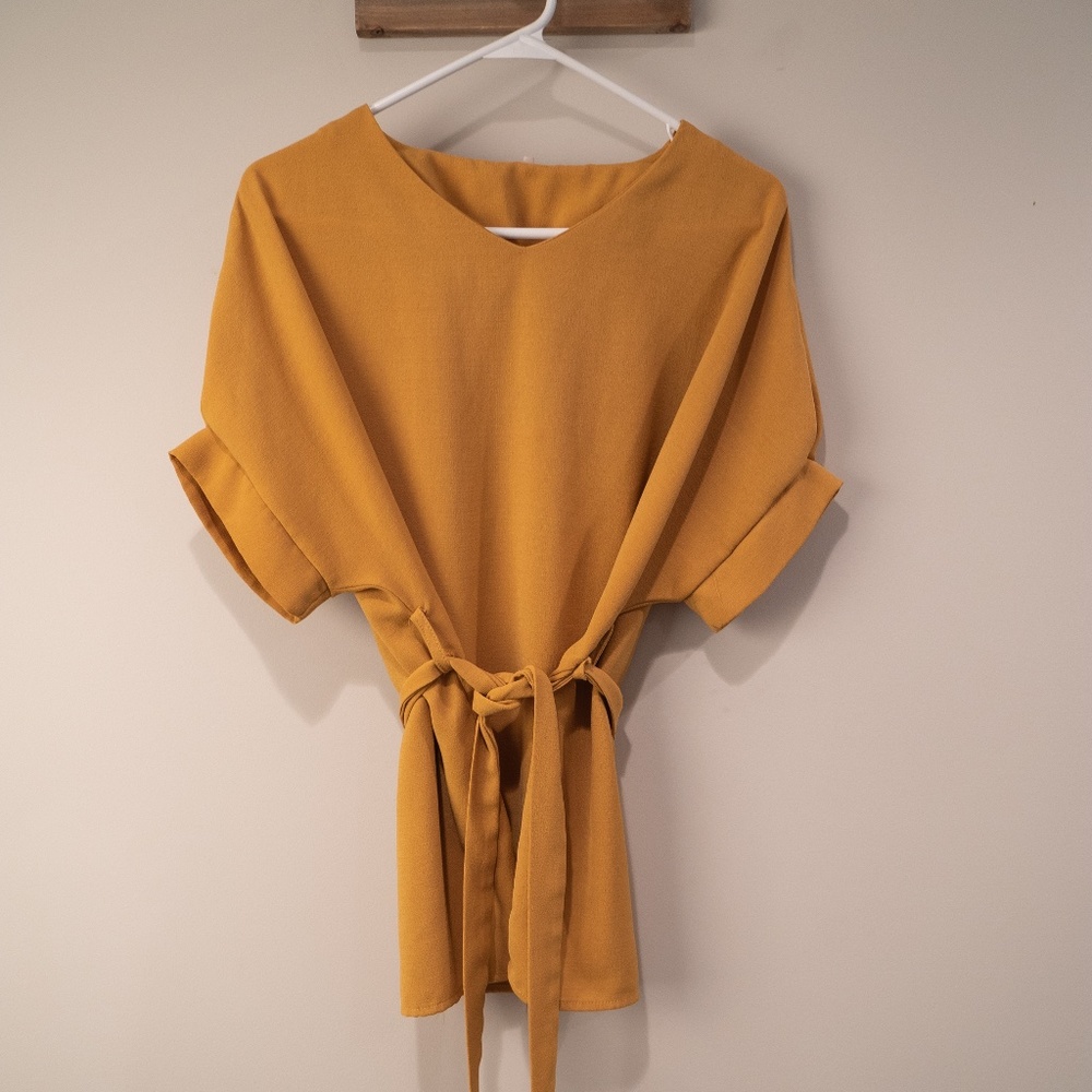 Mustard Yellow Wrap Blouse